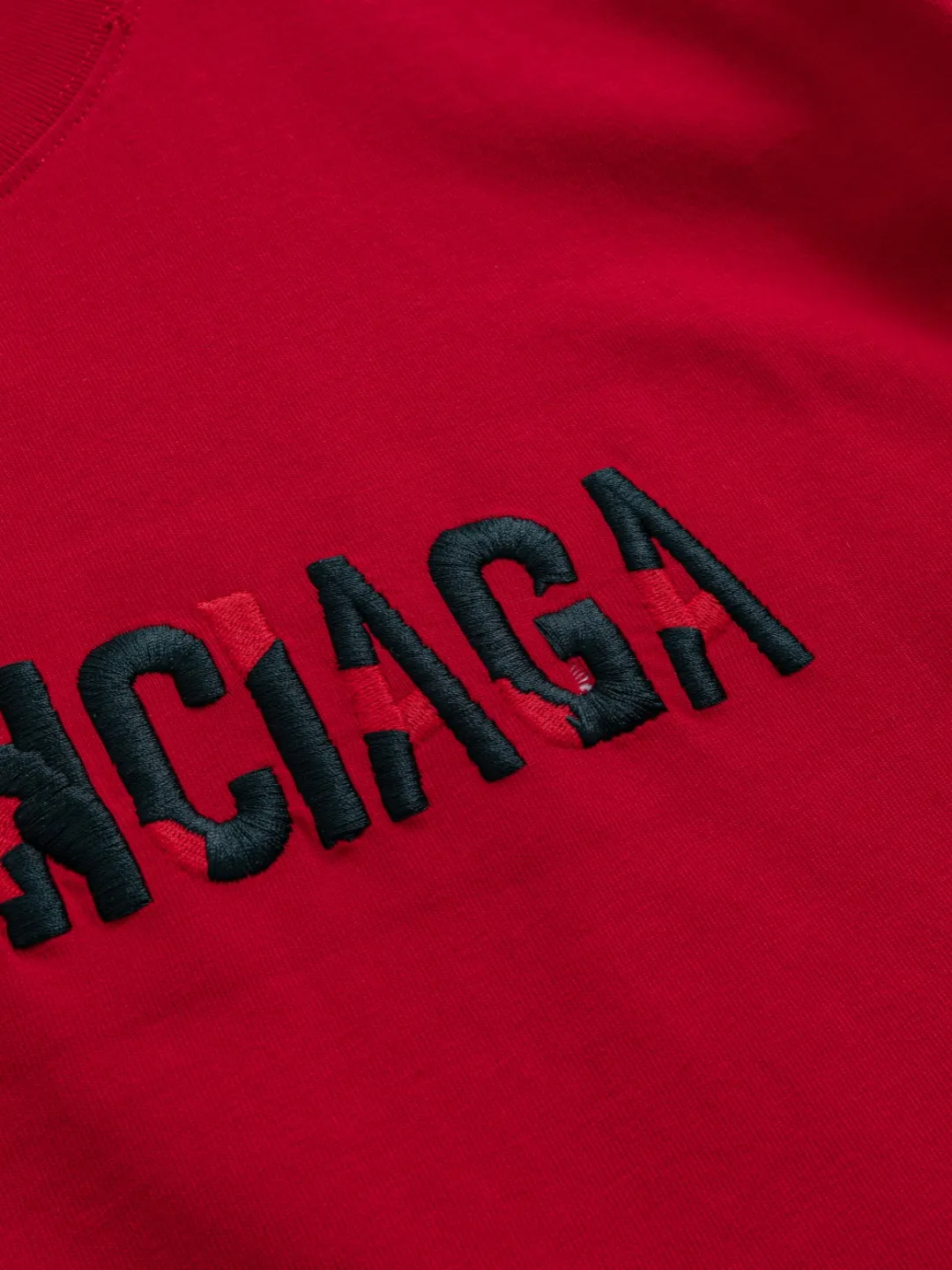 P100✨🔥 [BALENCIAGA] 2026FW short-sleeved T-shirt Premium 26s double yarn 300g fabric embroidery fraying process Color: Black White Red Size: S M L XL 2XL